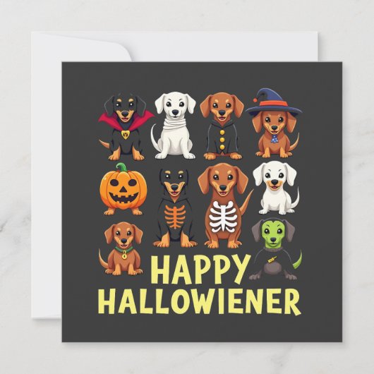 Happy Hallowiener Spooky Halloween Hund Weiner Einladung (Vorderseite)