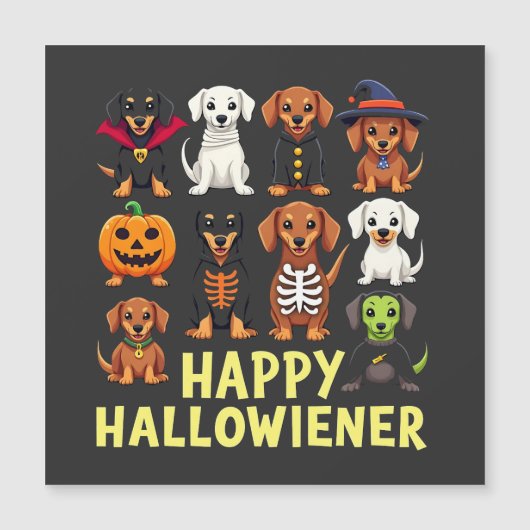 Happy Hallowiener Spooky Halloween Hund Weiner Magnetkarte (Vorderseite)