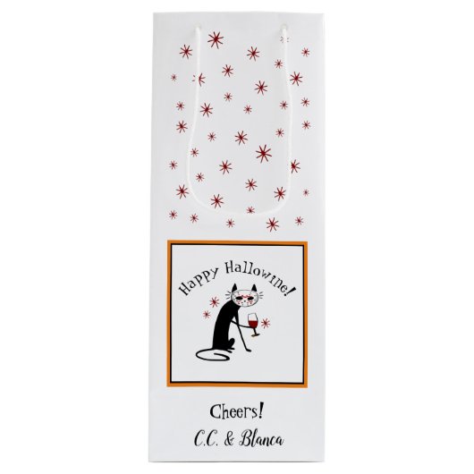 Happy Hallowine! Halloween Punny Geschenktüte Für Weinflaschen (Vorderseite)