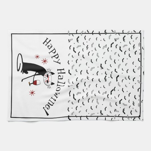 Happy Hallowine! Halloween Wine Pub Geschirrtuch (Horizontal)