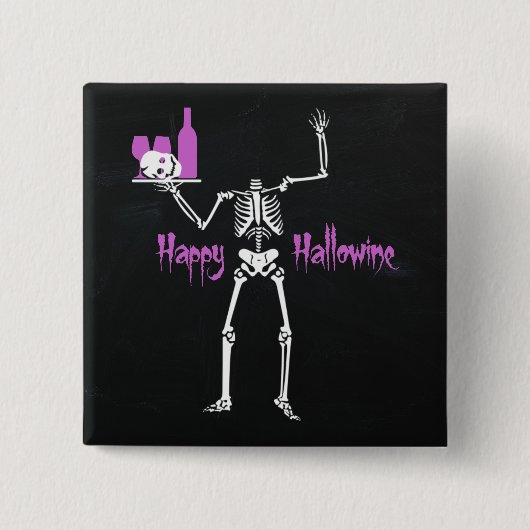 Happy Hallowine Headless Skelett Button (Vorderseite)