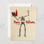 Happy Hallowine Headless Skelett Postkarte (Vorne/Hinten)