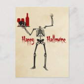 Happy Hallowine Headless Skelett Postkarte (Vorderseite)