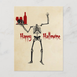 Happy Hallowine Headless Skelett Postkarte