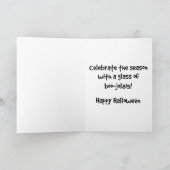 Happy Hallowine Pumpkin Wine Glass Halloween Karte (Innenseite)