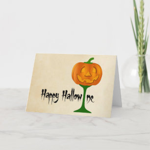 Happy Hallowine Pumpkin Wine Glass Halloween Karte