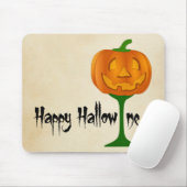 Happy Hallowine Pumpkin Wine Glass Halloween Mousepad (Mit Mouse)