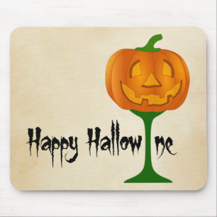 Happy Hallowine Pumpkin Wine Glass Halloween Mousepad