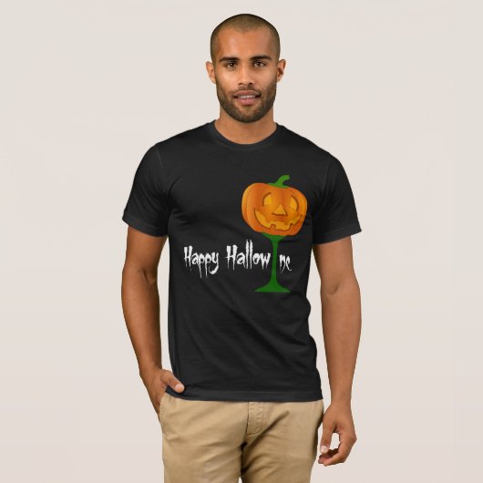 Happy Hallowine Pumpkin Wine Glass Halloween T-Shirt (Vorne ganz)