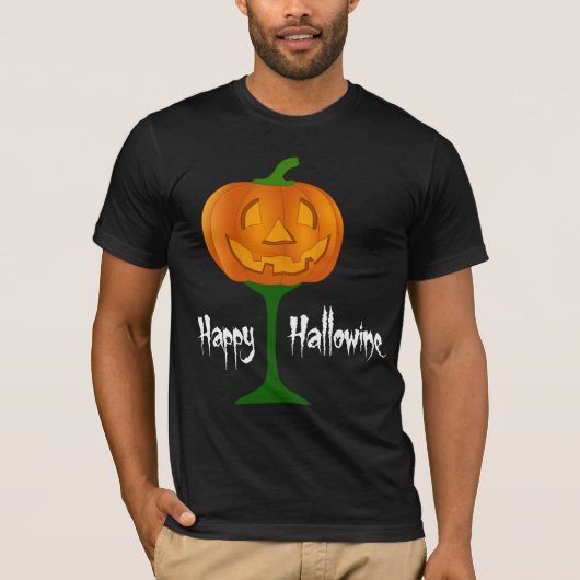 Happy Hallowine Pumpkin Wine Glass Halloween T-Shirt (Vorderseite)