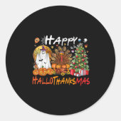 Happy Hallowthanksmas Fall Weihnachtsfeiertag Runder Aufkleber (Vorderseite)