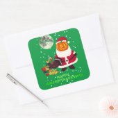 "HAPPY HALLOWTHANKSMAS" lustiges Weihnachtsgeschen Quadratischer Aufkleber (Umschlag)