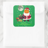 "HAPPY HALLOWTHANKSMAS" lustiges Weihnachtsgeschen Quadratischer Aufkleber (Tasche)