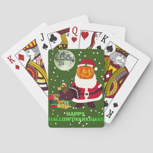 "HAPPY HALLOWTHANKSMAS" lustiges Weihnachtsgeschen Spielkarten (Rückseite)