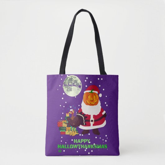 "HAPPY HALLOWTHANKSMAS" lustiges Weihnachtsgeschen Tasche (Vorderseite)