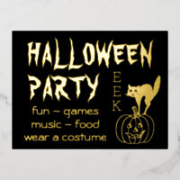 Happy Hallowy Party Einladung mit Folie Postkarte