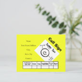 Happy Ham Logo Ham Radio QSL Cards Postkarte (Stehend Vorderseite)