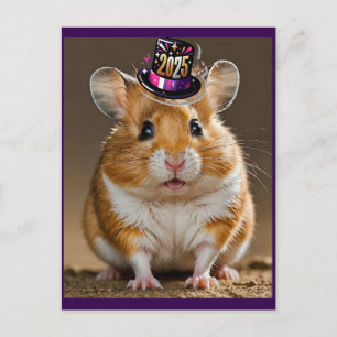 Happy Hammie New Year Holiday Postcard Feiertagspostkarte