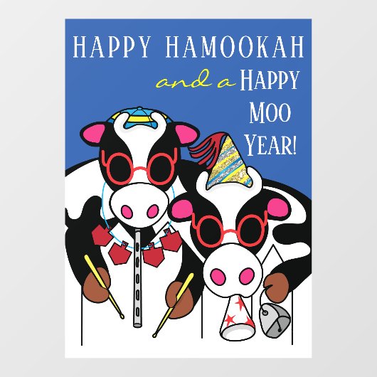 Happy HaMOOkah Happy Moo Year Cloning Fensteraufkleber (Blatt)
