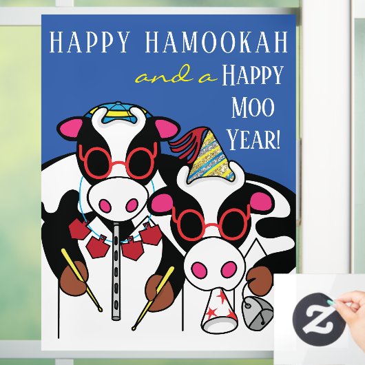 Happy HaMOOkah Happy Moo Year Cloning Fensteraufkleber (Zuhause)