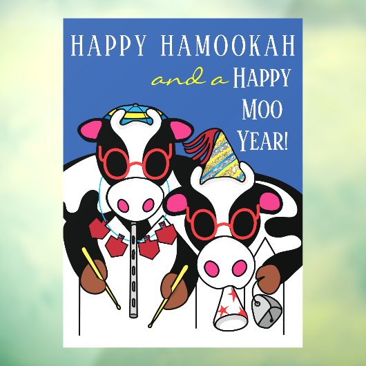 Happy HaMOOkah Happy Moo Year Cloning Fensteraufkleber (Blatt 3)