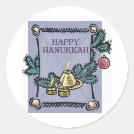 Happy Hannakah Runder Aufkleber (Vorderseite)