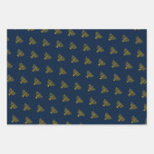 Happy Hannukah blaue Kerzenhalter Muster Geschenkpapier Set (Vorderseite 2)