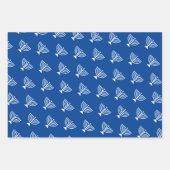 Happy Hannukah blaue Kerzenhalter Muster Geschenkpapier Set (Vorderseite)