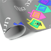 Happy Hannukah English Hebrew Geschenkpapier (Rolleneckpunkt)