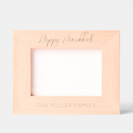 Happy Hannukah Etched Wood FAMILY NAME Timeless Geätzte Rahmen