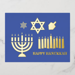 Happy Hannukah menorah dreidel Folien Feiertagspostkarte