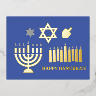 Happy Hannukah menorah dreidel Folien Feiertagspostkarte