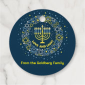 Happy Hannukah menorah Stars Geschenkanhänger (Rückseite)