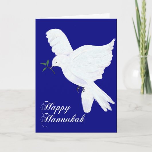 Happy Hannukah!-Peace Dove Karte (Vorderseite)