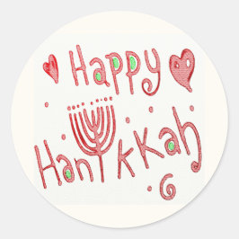 Happy Hannukah Runder Aufkleber
