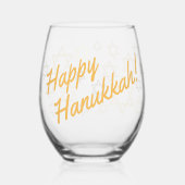 Happy Hannukah! Stilvolles Glas (Rückseite)
