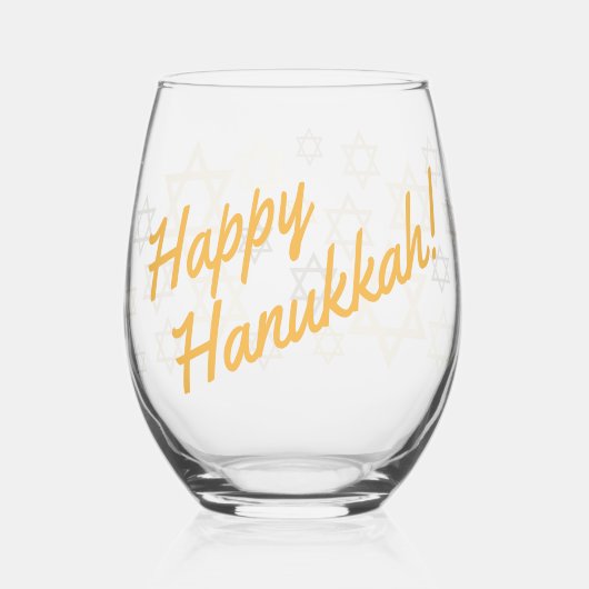 Happy Hannukah! Stilvolles Glas (Rückseite)