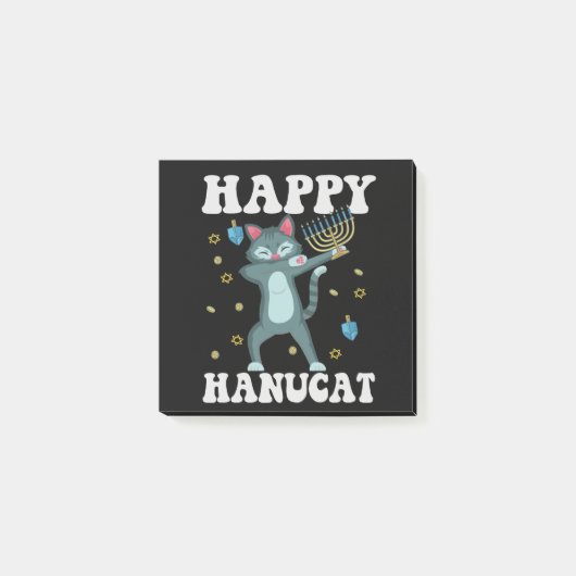 Happy Hanucat Funny Jewish Hanukkah Cat Geschenk Post-it Klebezettel (Vorderseite)