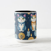 Happy Hanukah (Chanukah) Kätzchen Zweifarbige Tasse (Mittel)