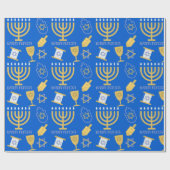 Happy Hanukah Menorah Jewish Holiday Pattern Geschenkpapier (Flach)