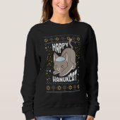 Happy Hanukcat Cat Hanukkah Ugly Christmas Sweater Sweatshirt (Vorderseite)