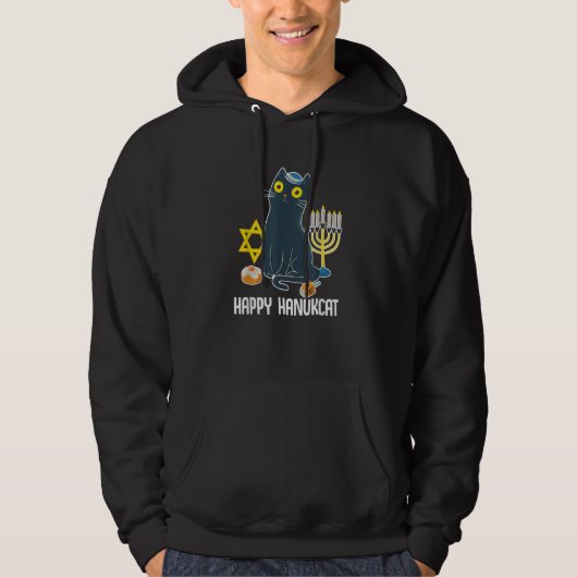 Happy Hanukcat Hanukkah Cat Jewish Hoodie (Vorderseite)