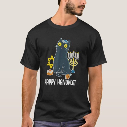 Happy Hanukcat Hanukkah Cat Jewish T-Shirt (Vorderseite)