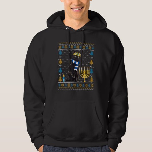 Happy Hanukcat Ugly Hanukkah Sweater Cat Chanukah Hoodie (Vorderseite)
