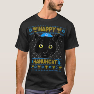 Happy Hanukcat Ugly Hanukkah Sweater Cat Chanukah T-Shirt