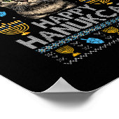 Happy Hanukcat Ugly Hanukkah Sweater Maine Coon Ca Poster (Ecke)