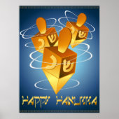 Happy Hanukka Dreidels Print Poster (Vorne)