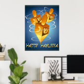 Happy Hanukka Dreidels Print Poster (Heimbüro)