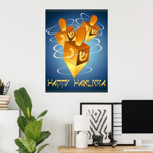 Happy Hanukka Dreidels Print Poster (Heimbüro)