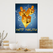 Happy Hanukka Dreidels Print Poster (Küche)